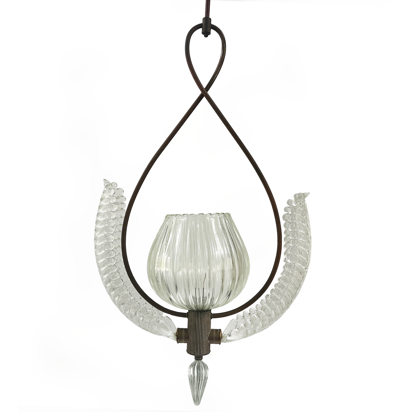 Art Deco Barovier & Toso Murano Glass Pendant Light - alternate angle