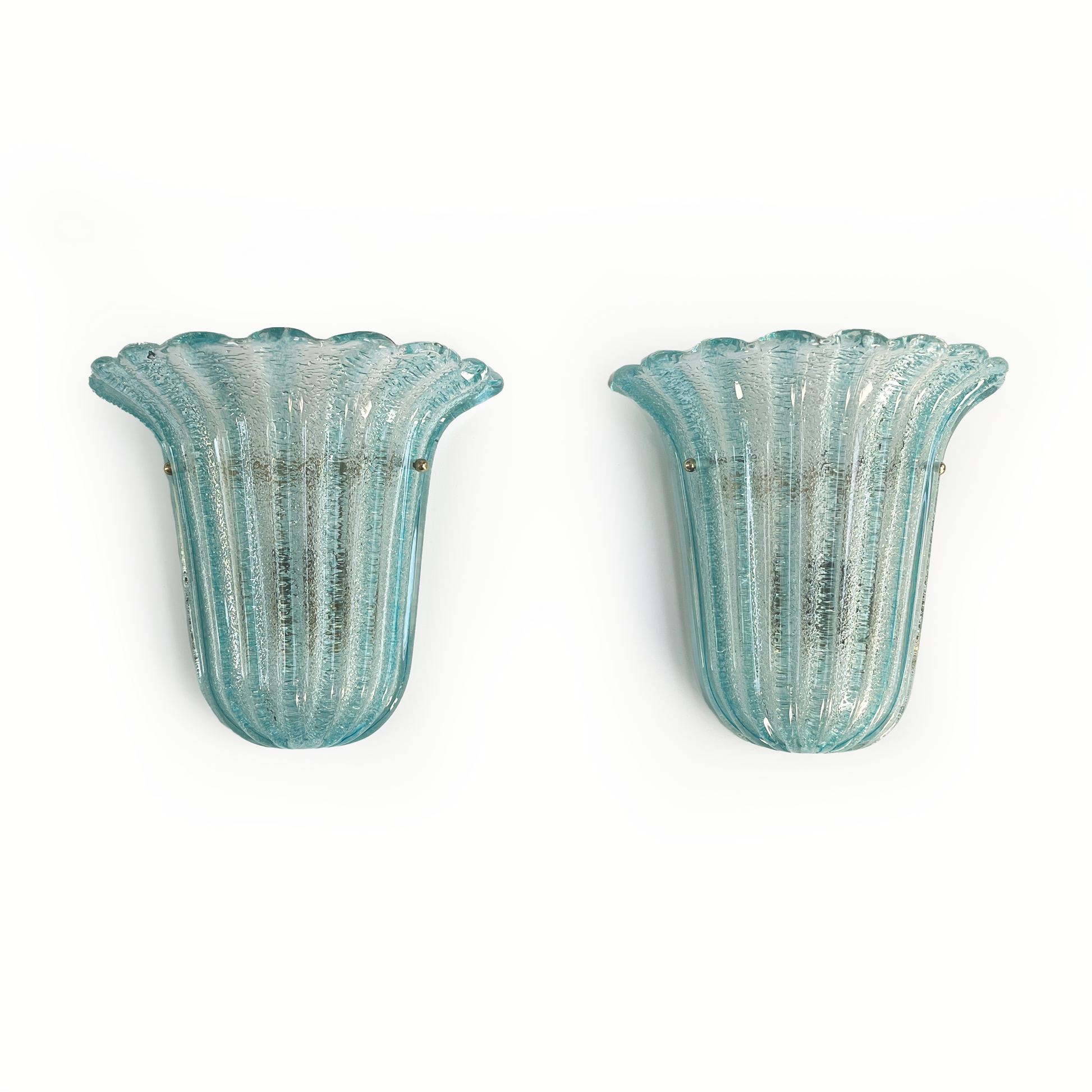 Pair of Vintage Blue Murano Sconces by Barovier & Toso