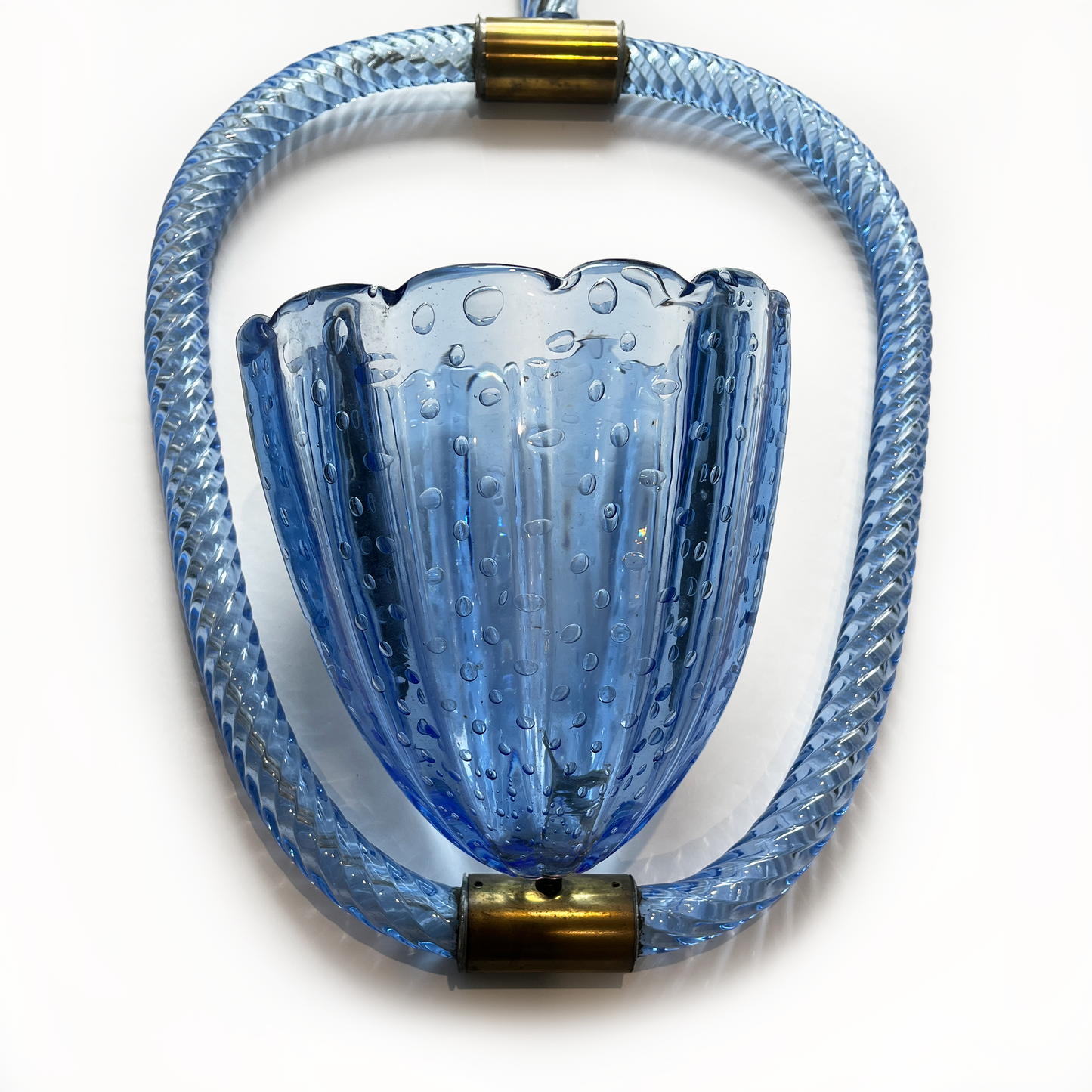 Blue Murano Glass Pendant Light by Barovier Toso - detail view