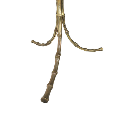 Close-up of hand-cast brass bamboo node detail on attributed Maison Bagues lamp