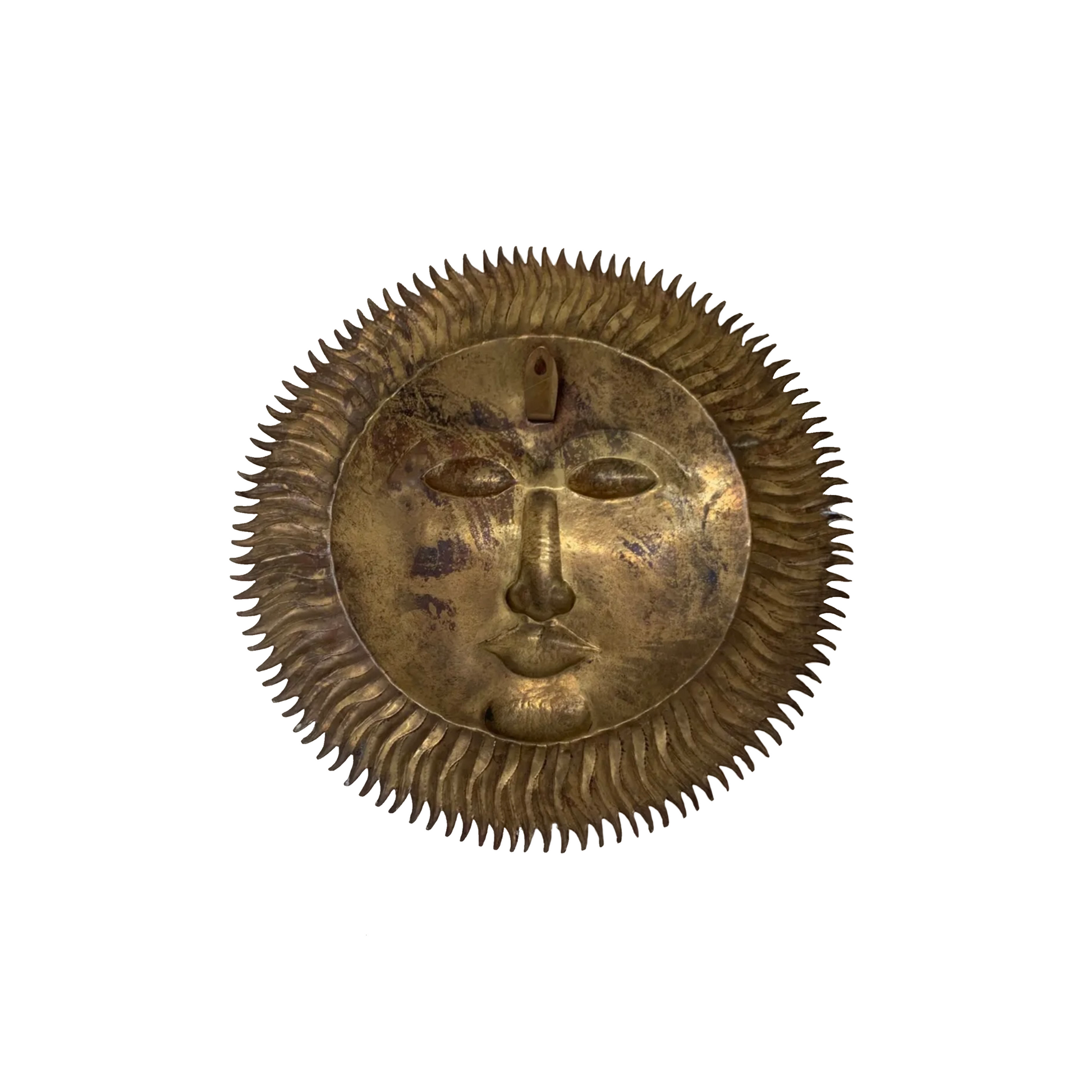 35cm Vintage Sun Wall Hanging Brass - detail view