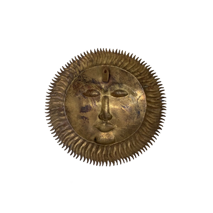 35cm Vintage Sun Wall Hanging Brass - detail view