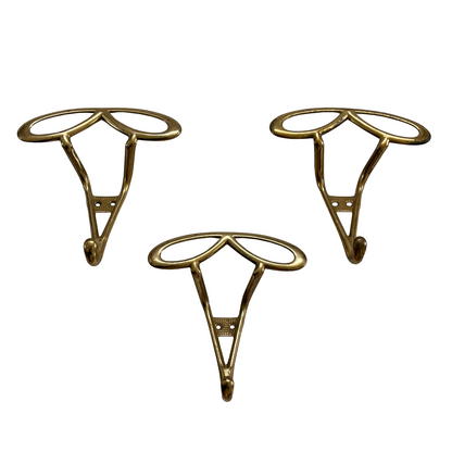 Trio of Vintage Brass Bow Coat Hooks