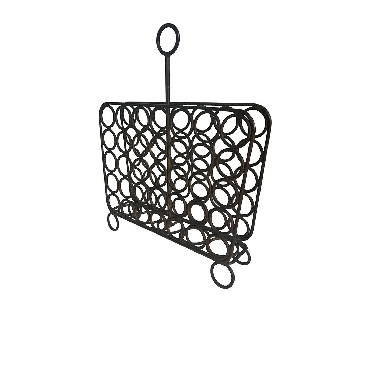 Vintage Wrought Iron Brutalist Magazine Stand