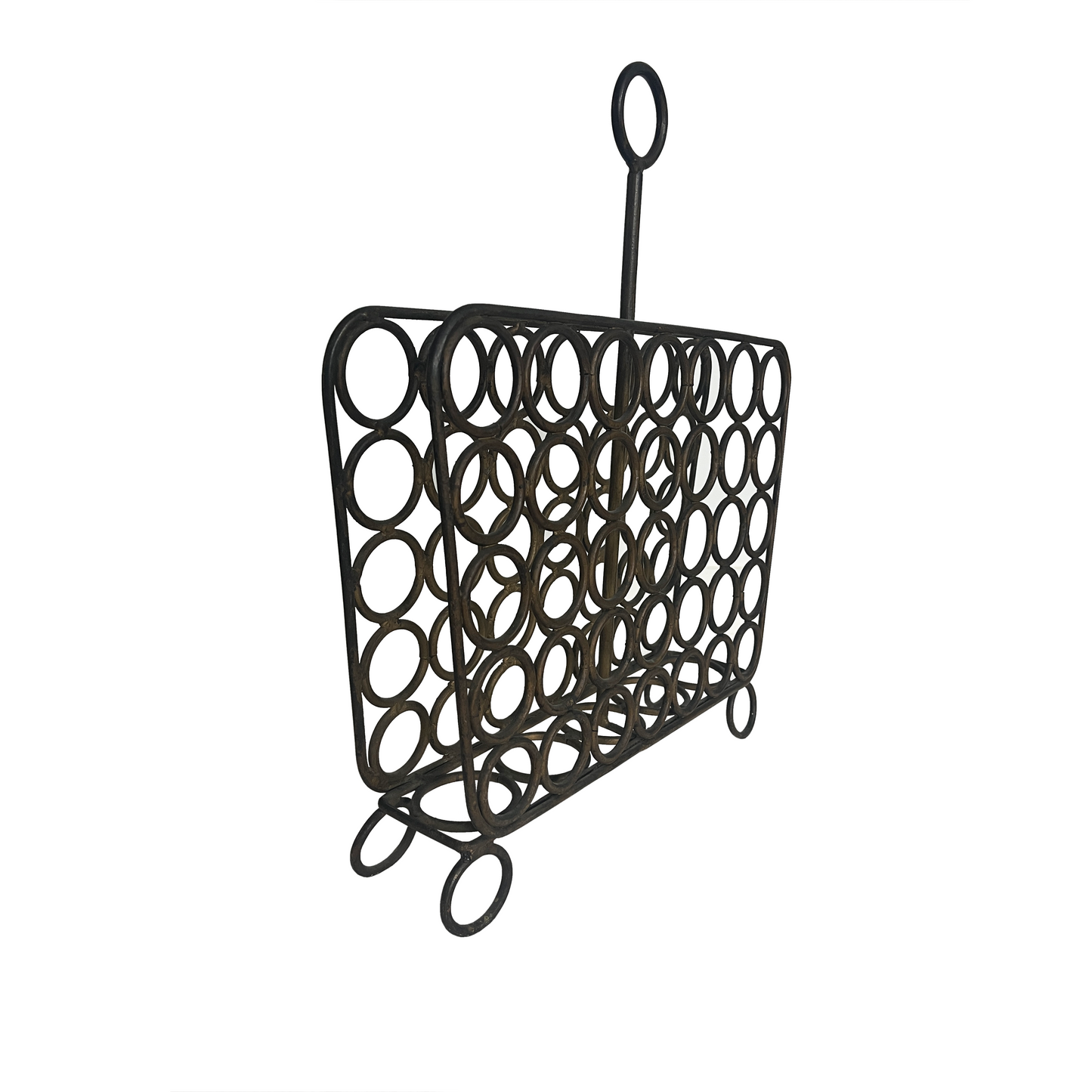 Vintage Wrought Iron Brutalist Magazine Stand