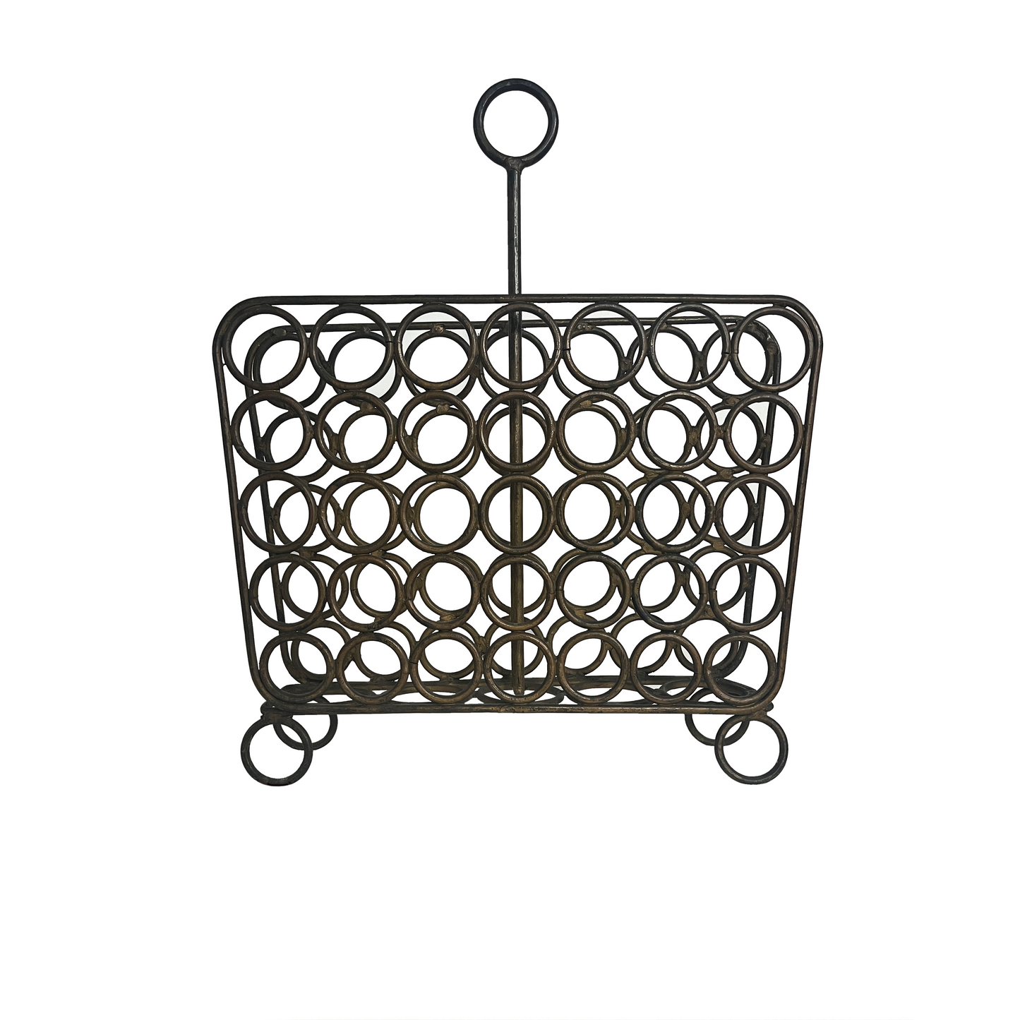 Vintage Wrought Iron Brutalist Magazine Stand