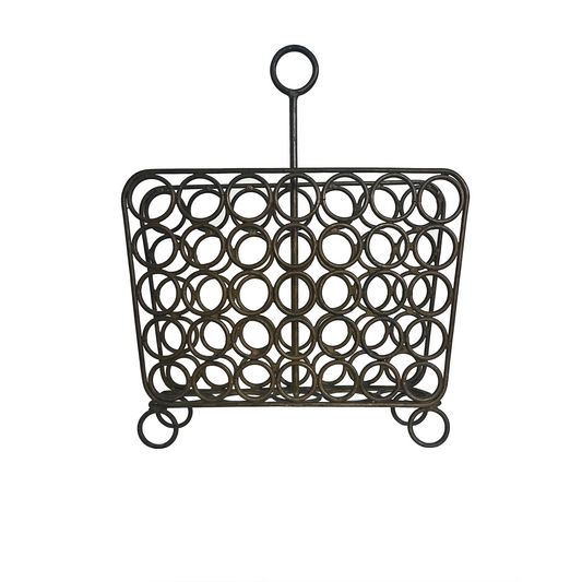 Vintage Wrought Iron Brutalist Magazine Stand