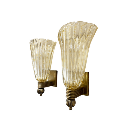 Large Pair of Bullicante Murano Glass Wall Lights