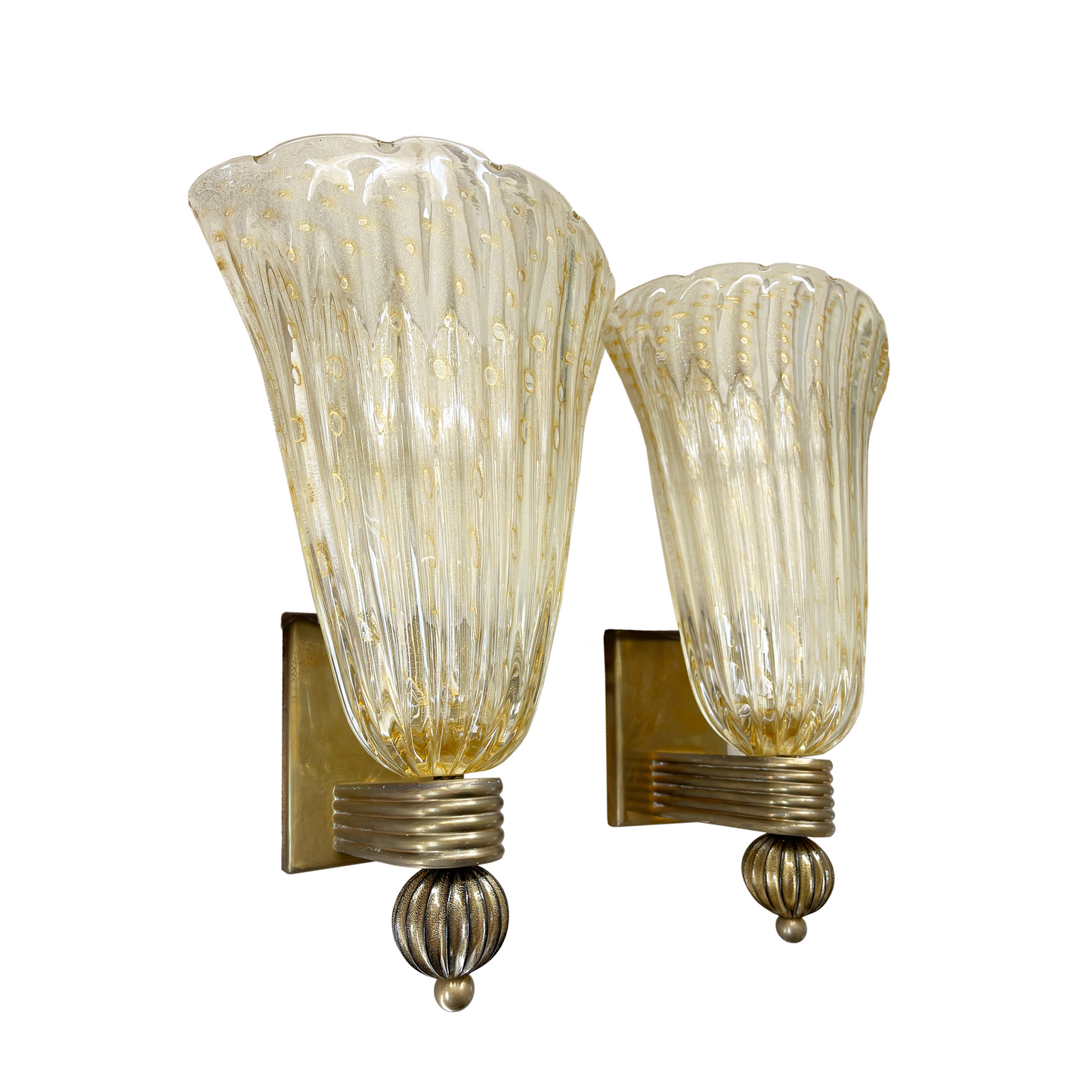 Large Pair of Bullicante Murano Glass Wall Lights