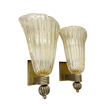 Large Pair of Bullicante Murano Glass Wall Lights