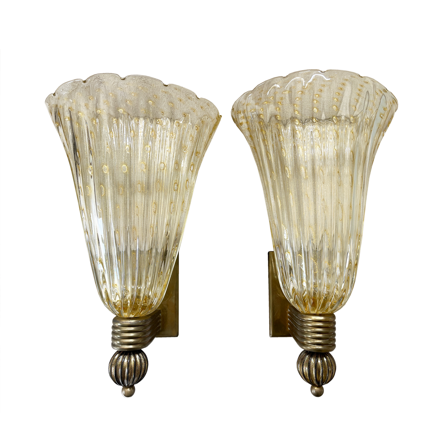 Large Pair of Bullicante Murano Glass Wall Lights
