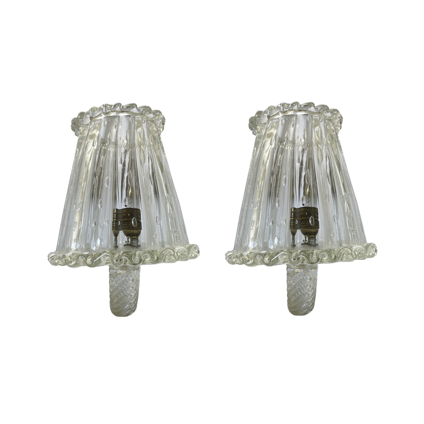 Pair of 1940's Bullicante Murano Glass Shade Scones by Barovier Toso