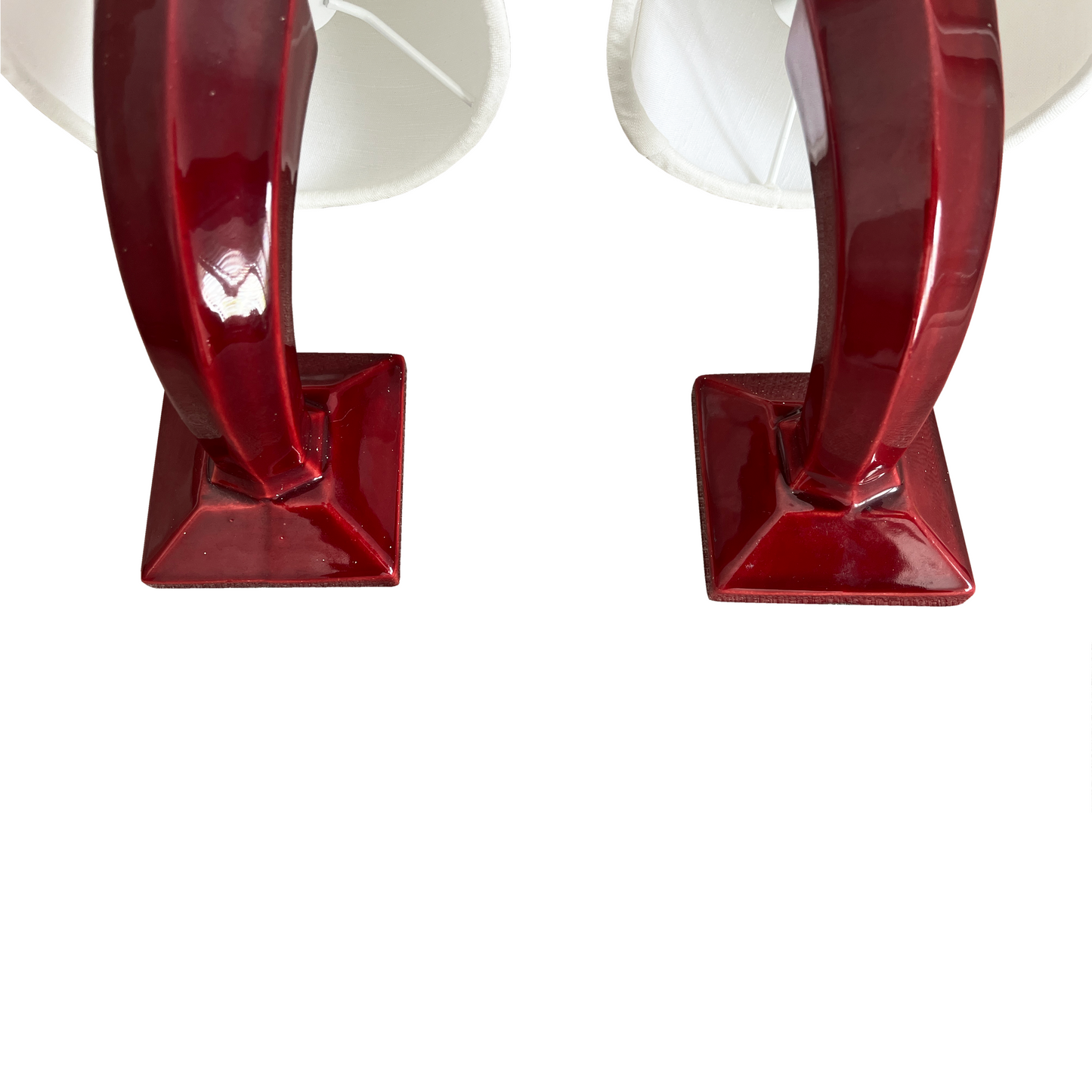 Pair of Burgundy Ceramic Art Deco Wall Lights