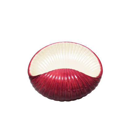 Vintage Burgundy Ceramic Shell Shaped Sconce - detail view