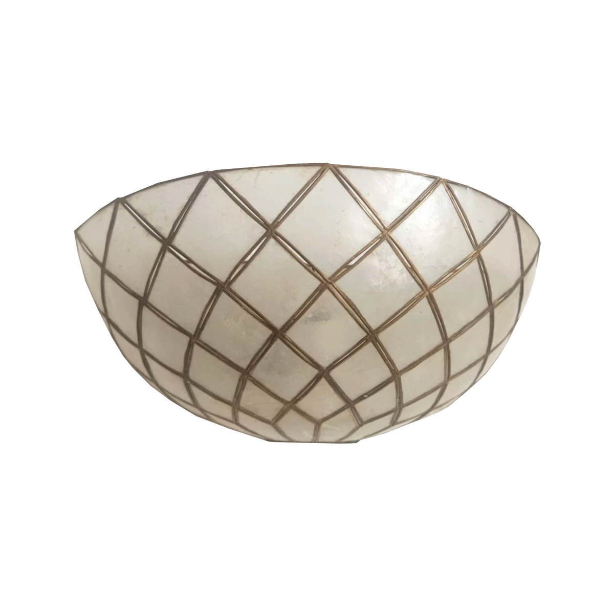 Italian capiz mother-of-pearl shell demi-lune wall light with brass frame, 1950s