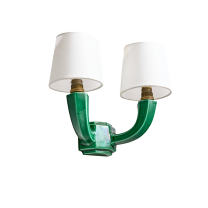 Pair of Twin-Arm Art Deco Ceramic Wall Lights