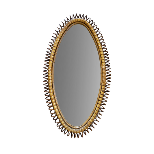 Large Bamboo and Rattan Coiled Mirror