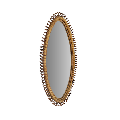 Large Bamboo and Rattan Coiled Mirror