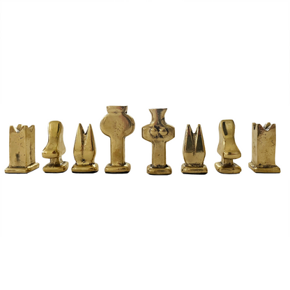 Vintage David Marshall Brass and Aluminum Chess Set