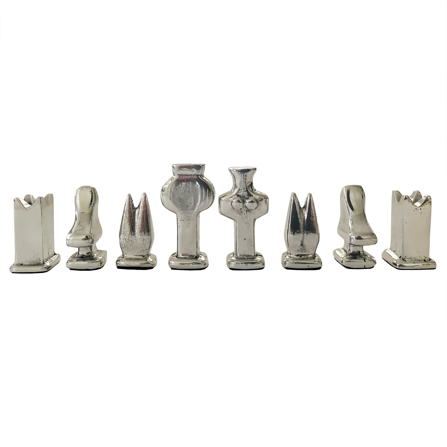 Vintage David Marshall Brass and Aluminum Chess Set