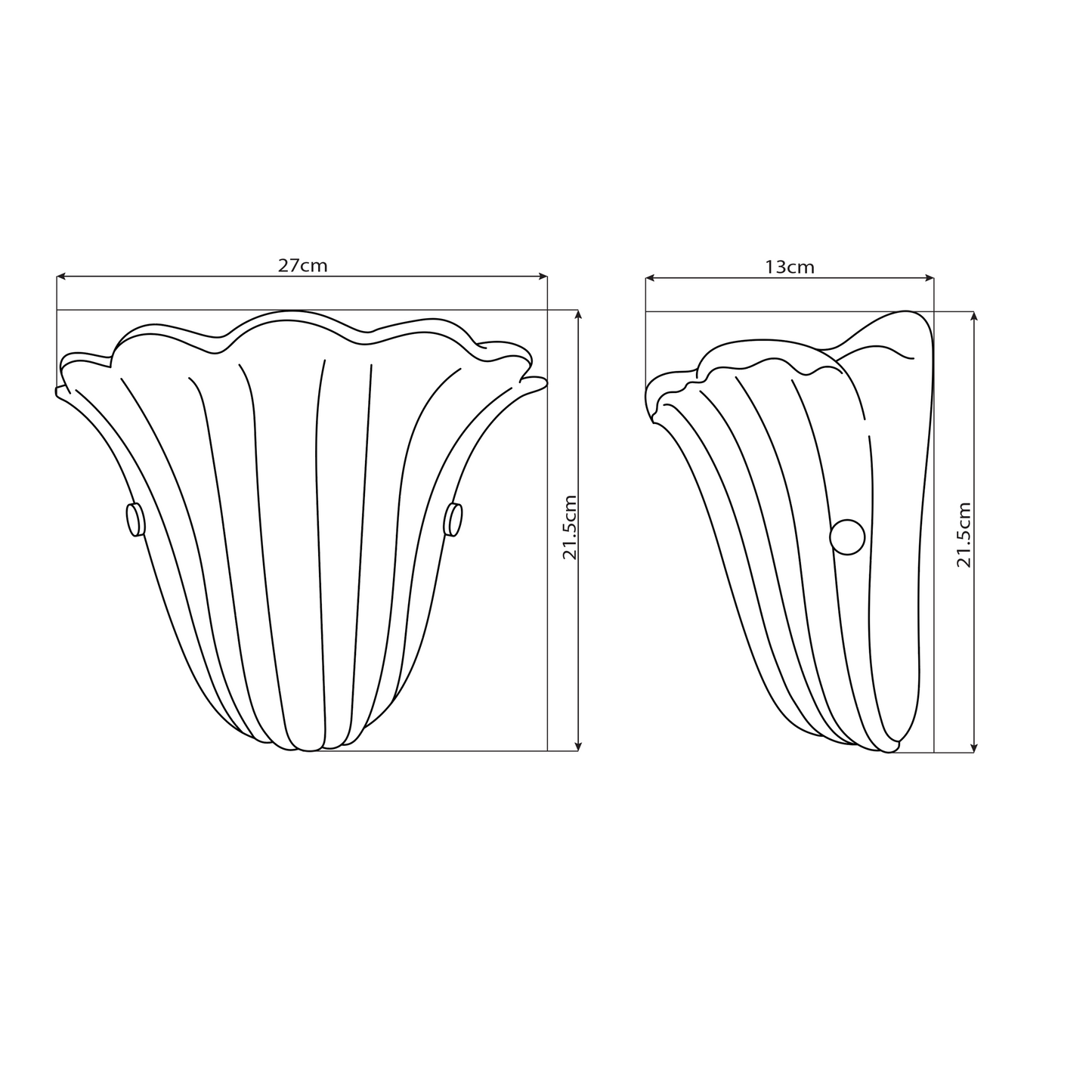 Pair of Vintage Ribbed Murano Wall Sconces with Scalloped Edging