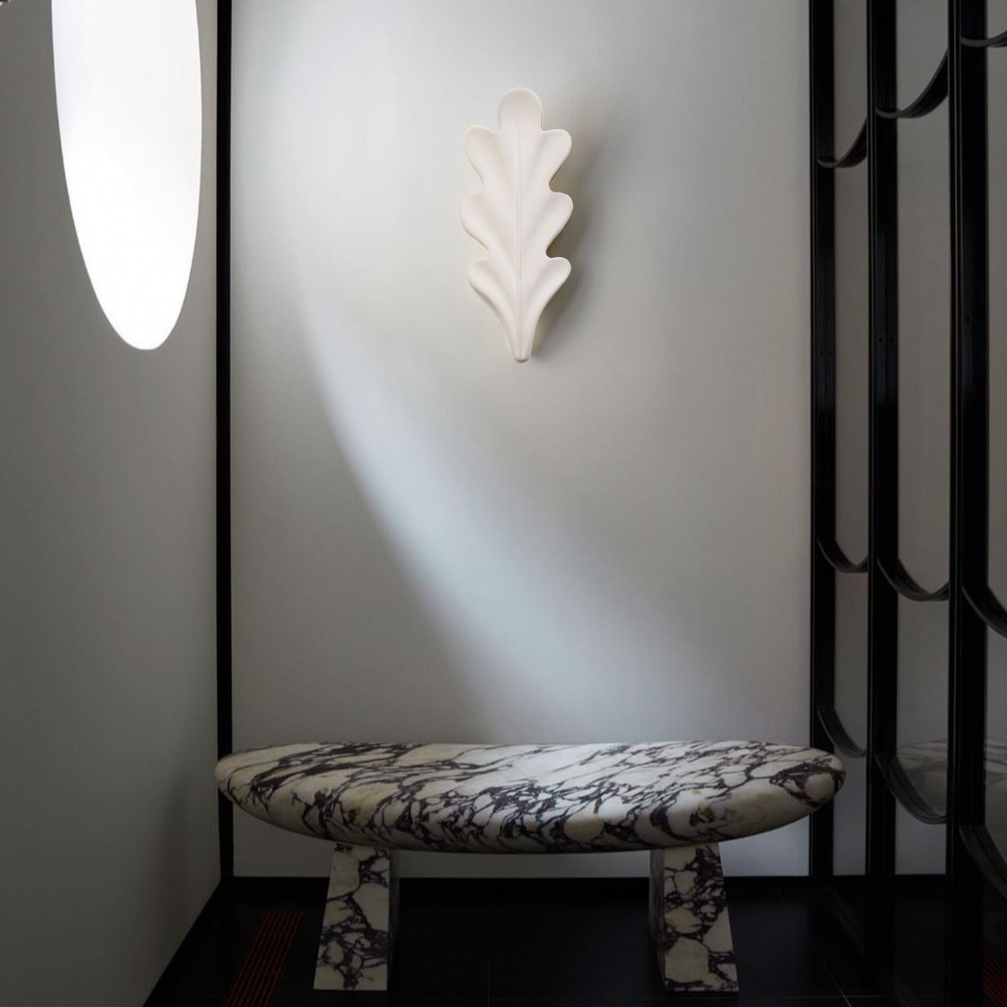 Large French Leaf Plaster Wall Light