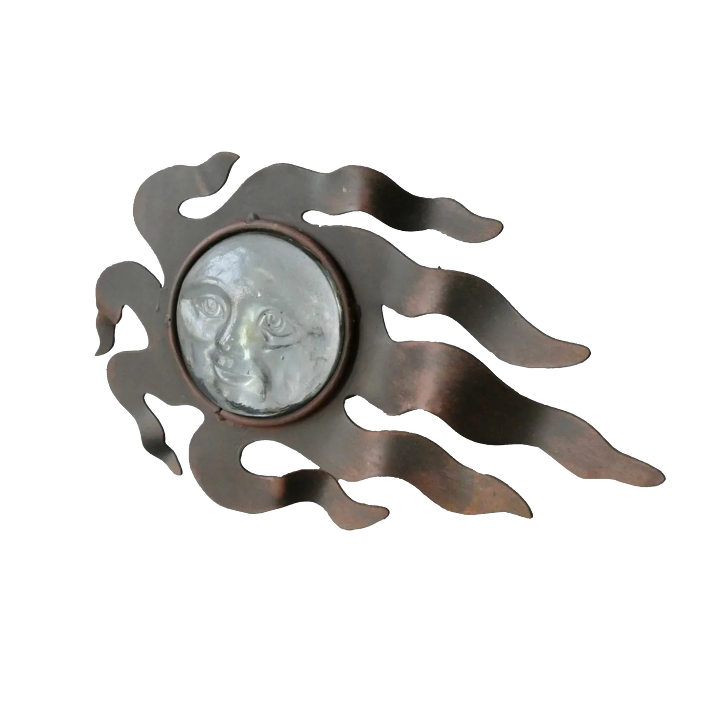 Vintage Sun Wall Light with Patinated Copper Rays