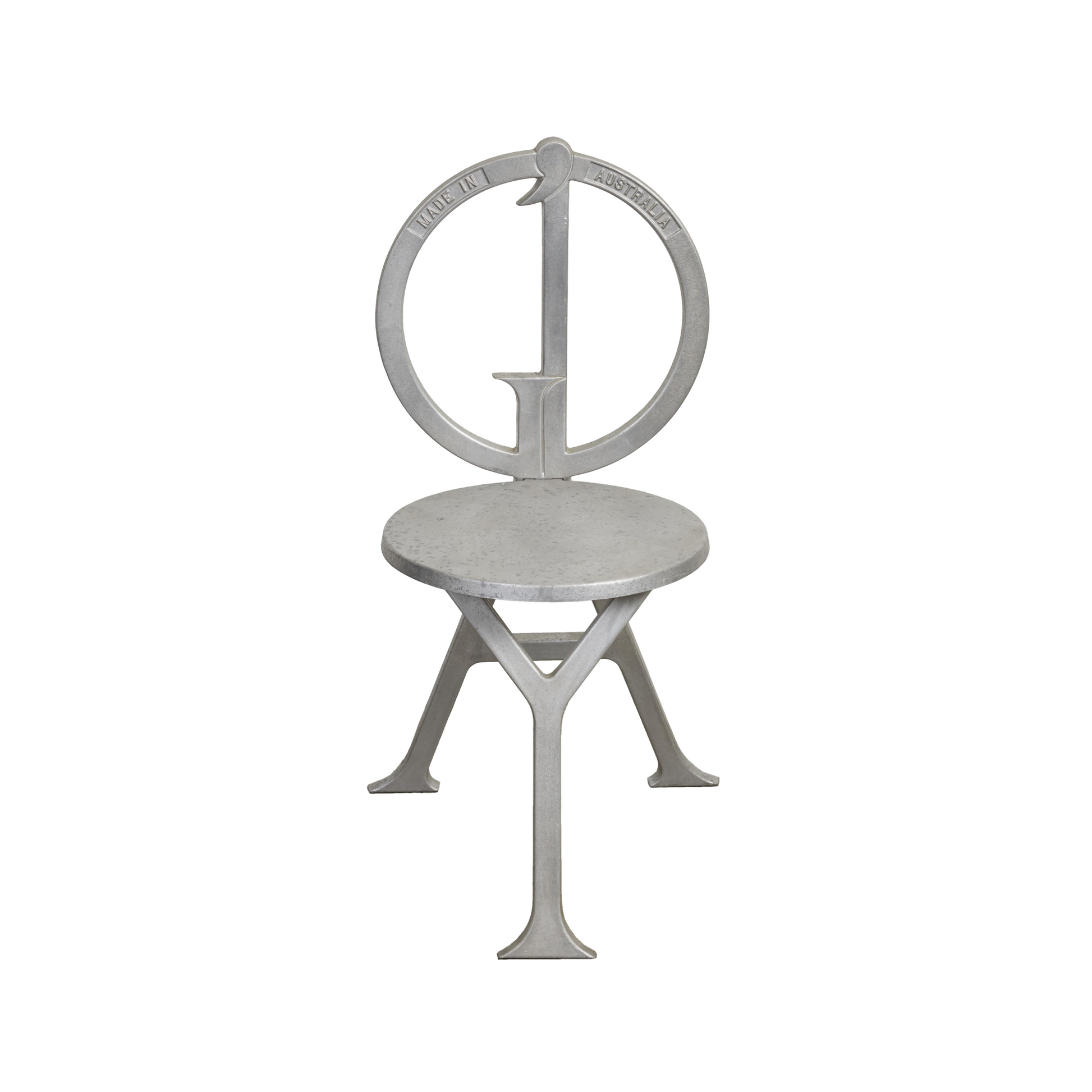 Side profile of the G'Day Chair showing the G, D, apostrophe, A and Y letterform construction