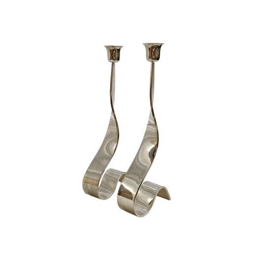 Sterling Silver Ribbon Candle Holders by Guido Niest - Collection 006