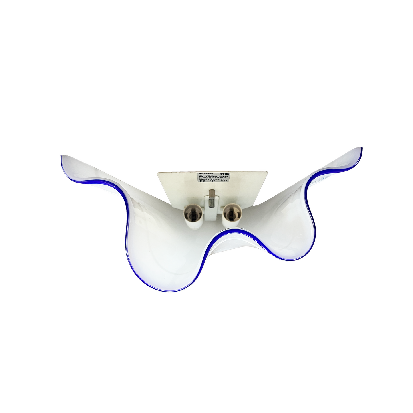 Single Opaline White Murano Glass Wall Light with Blue Rim