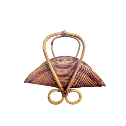Vintage Bamboo and Rattan Italian Magazine Rack