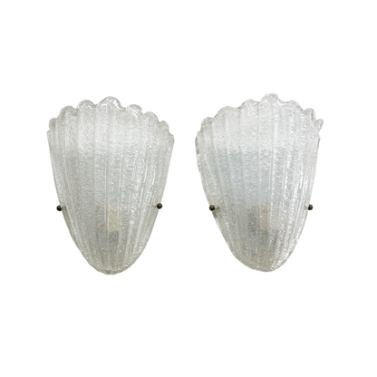 Pair of Classic Murano Graniglia Shield Sconces