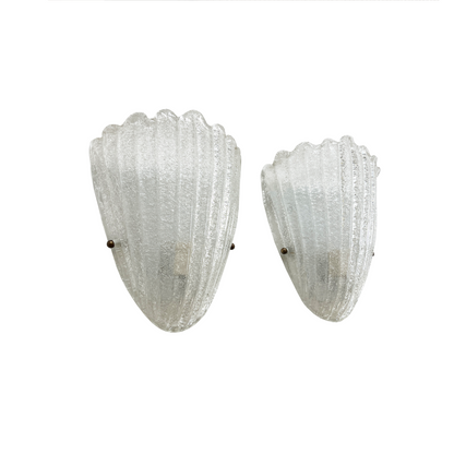 Pair of Classic Murano Graniglia Shield Sconces