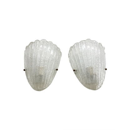 Pair of Classic Murano Graniglia Shield Sconces