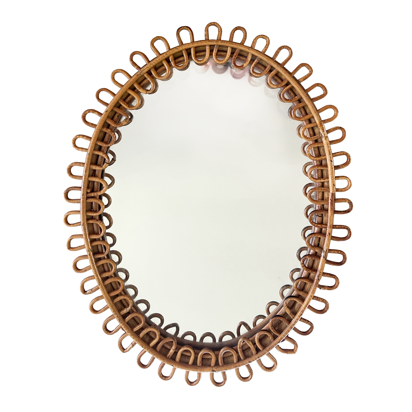 Vintage Bonacina Oval Bamboo Mirror