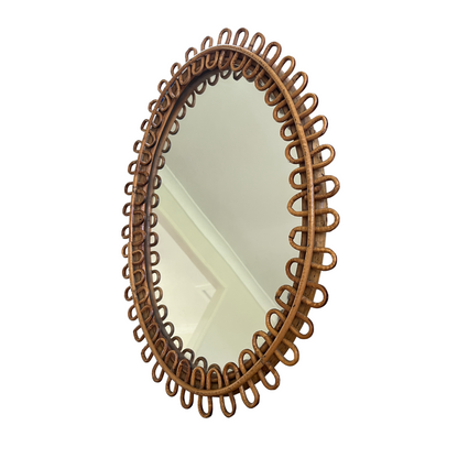 Vintage Bonacina Oval Bamboo Mirror