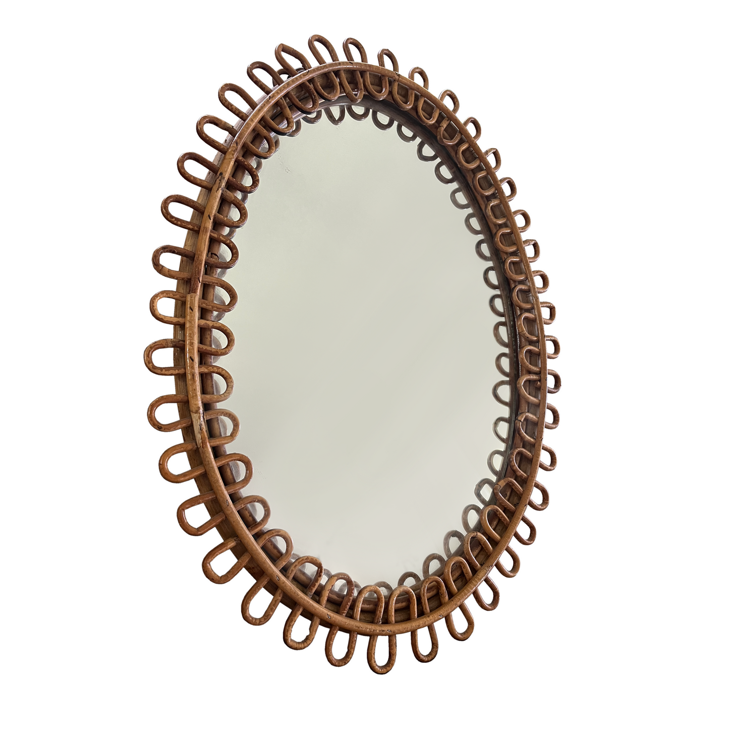 Vintage Bonacina Oval Bamboo Mirror