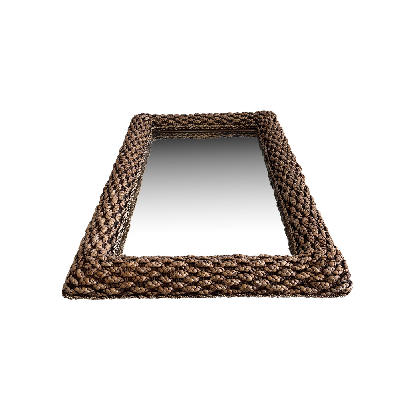 1970's Vintage Italian Water Hyacinth Braided Mirror