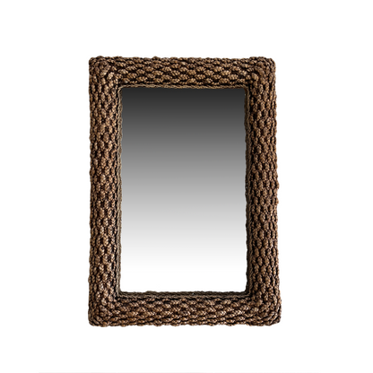 1970's Vintage Italian Water Hyacinth Braided Mirror