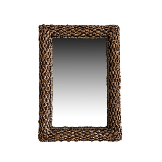 1970's Vintage Italian Water Hyacinth Braided Mirror