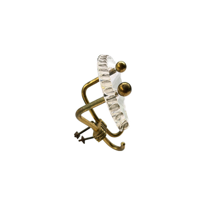 Side view of 1950s Italian wall hook showing brass mount and 8.5cm projection
