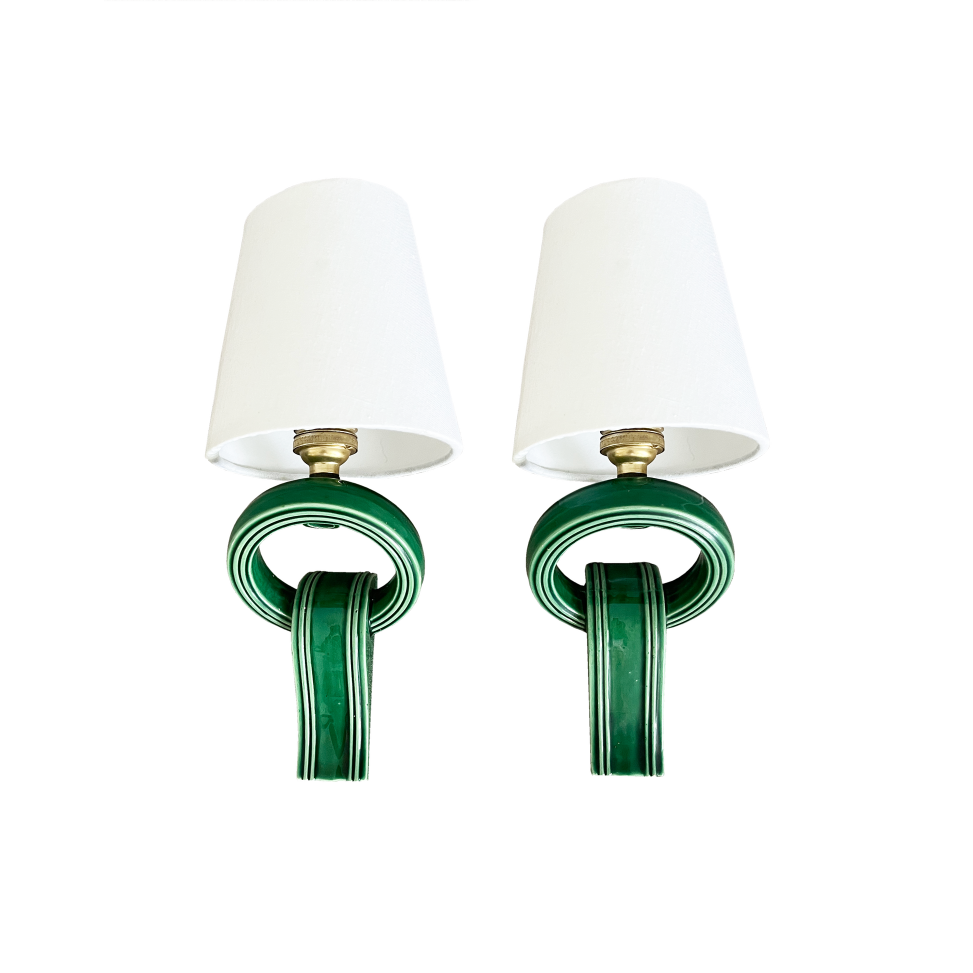 Green Ceramic Wall Lights by Jean Marie Radureau