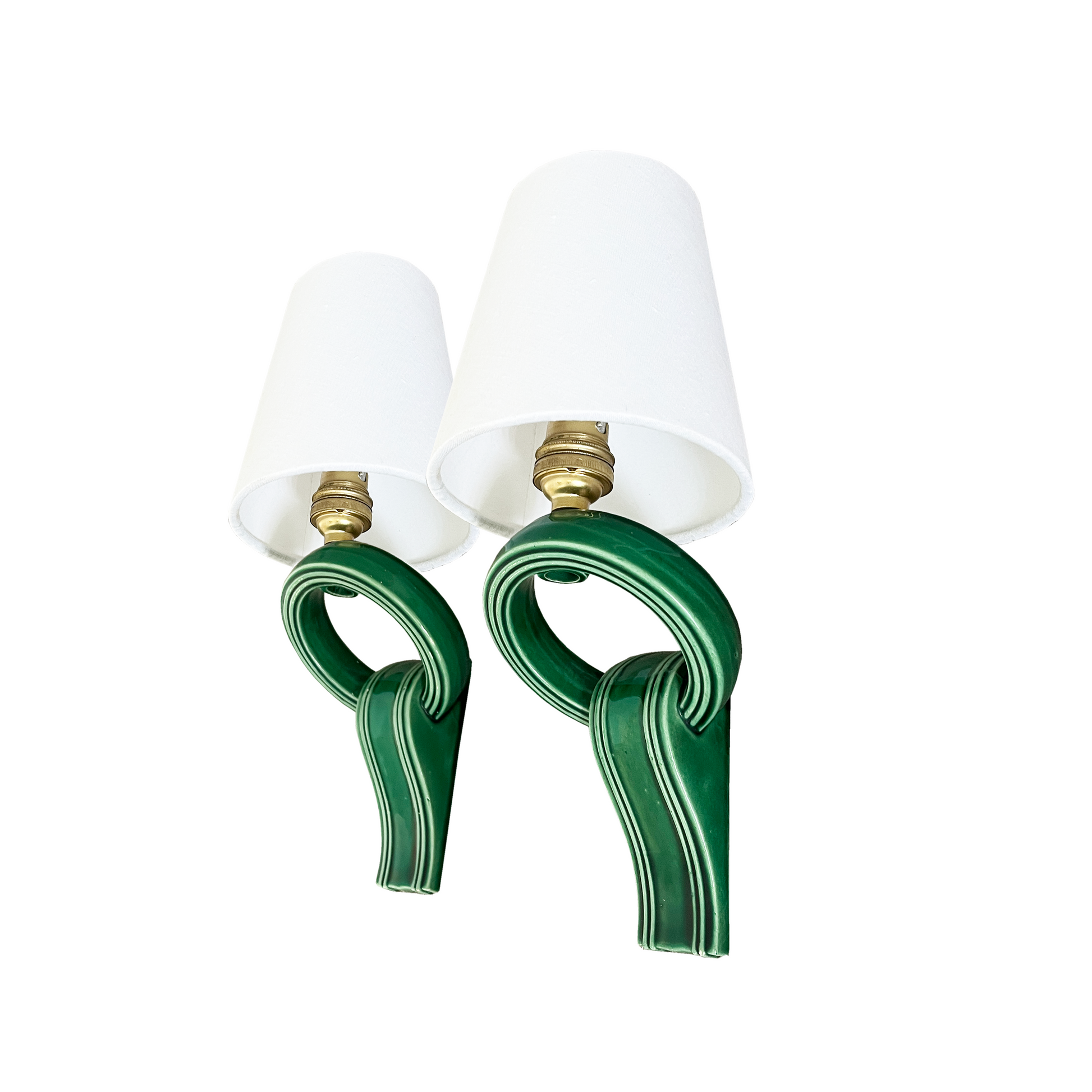 Green Ceramic Wall Lights by Jean Marie Radureau - alternate angle