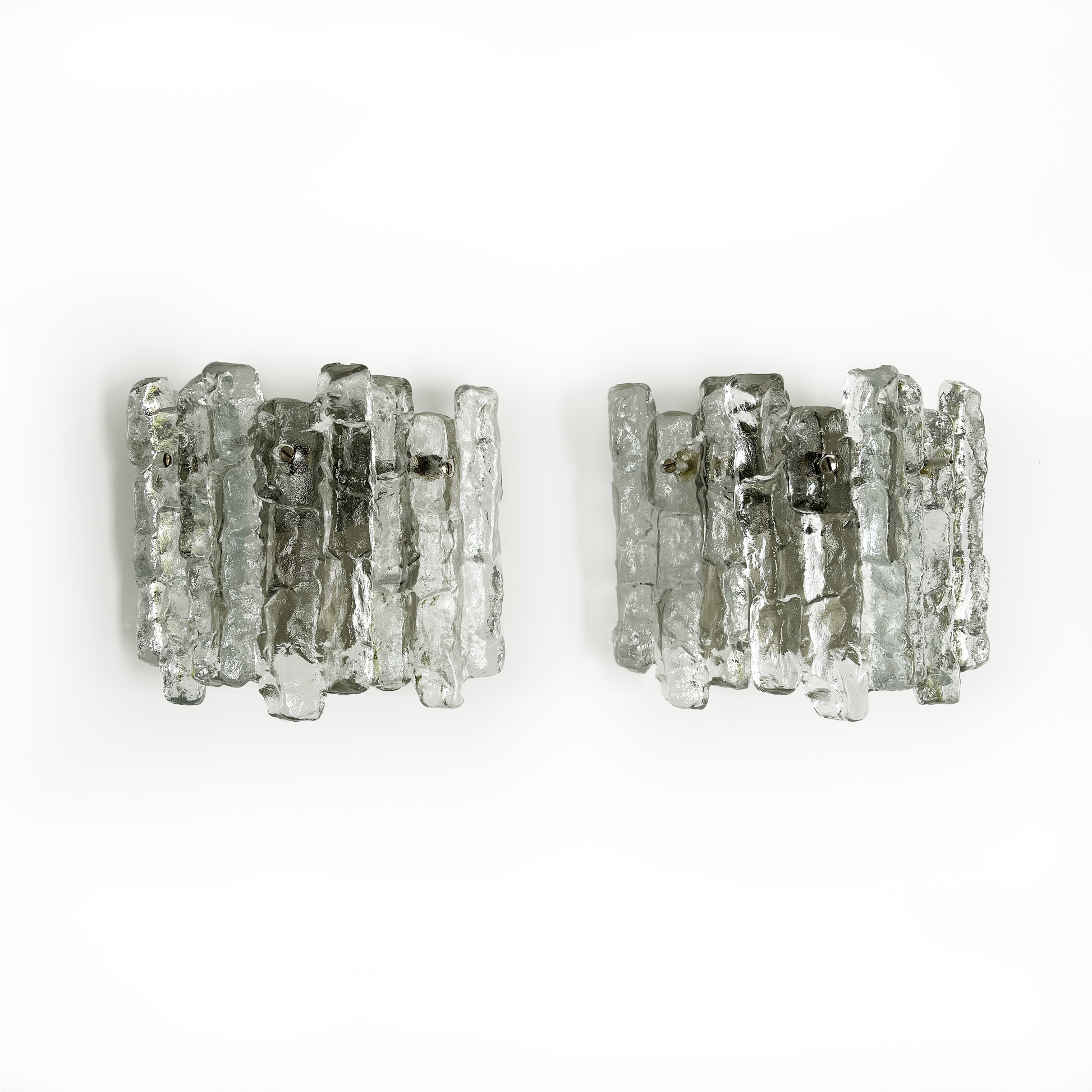 Pair of Vintage Sierra Ice-Glass Wall Lamps by J. T. Kalmar - 3 Panel