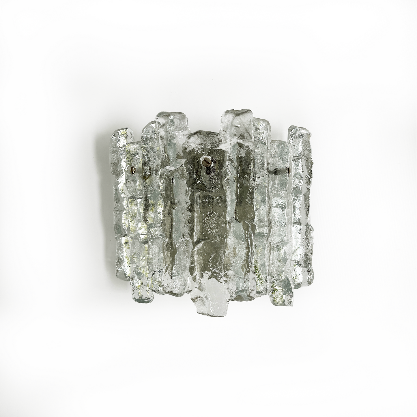 Pair of Vintage Sierra Ice-Glass Wall Lamps by J. T. Kalmar - 3 Panel - detail view