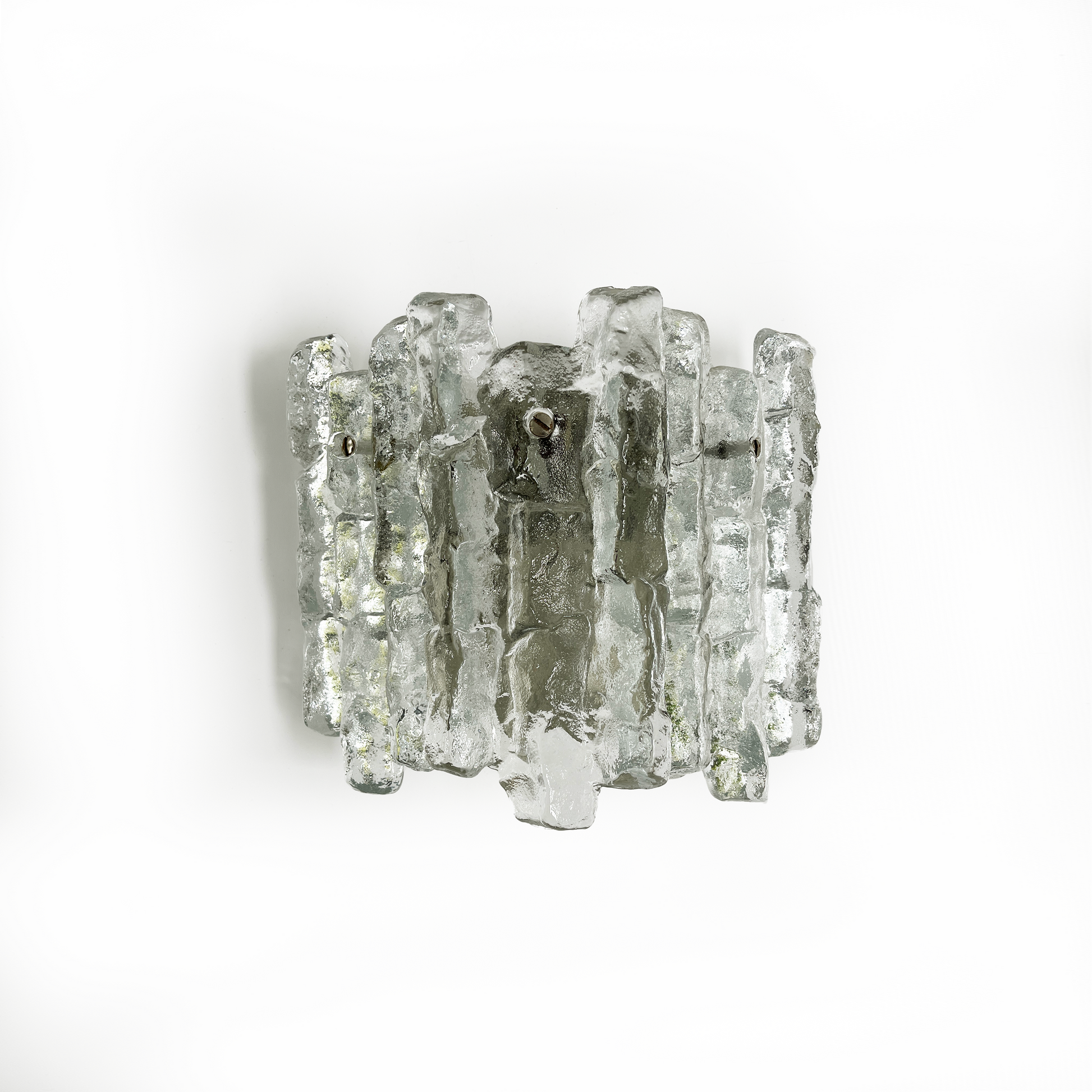 Pair of Vintage Sierra Ice-Glass Wall Lamps by J. T. Kalmar - 3 Panel - detail view