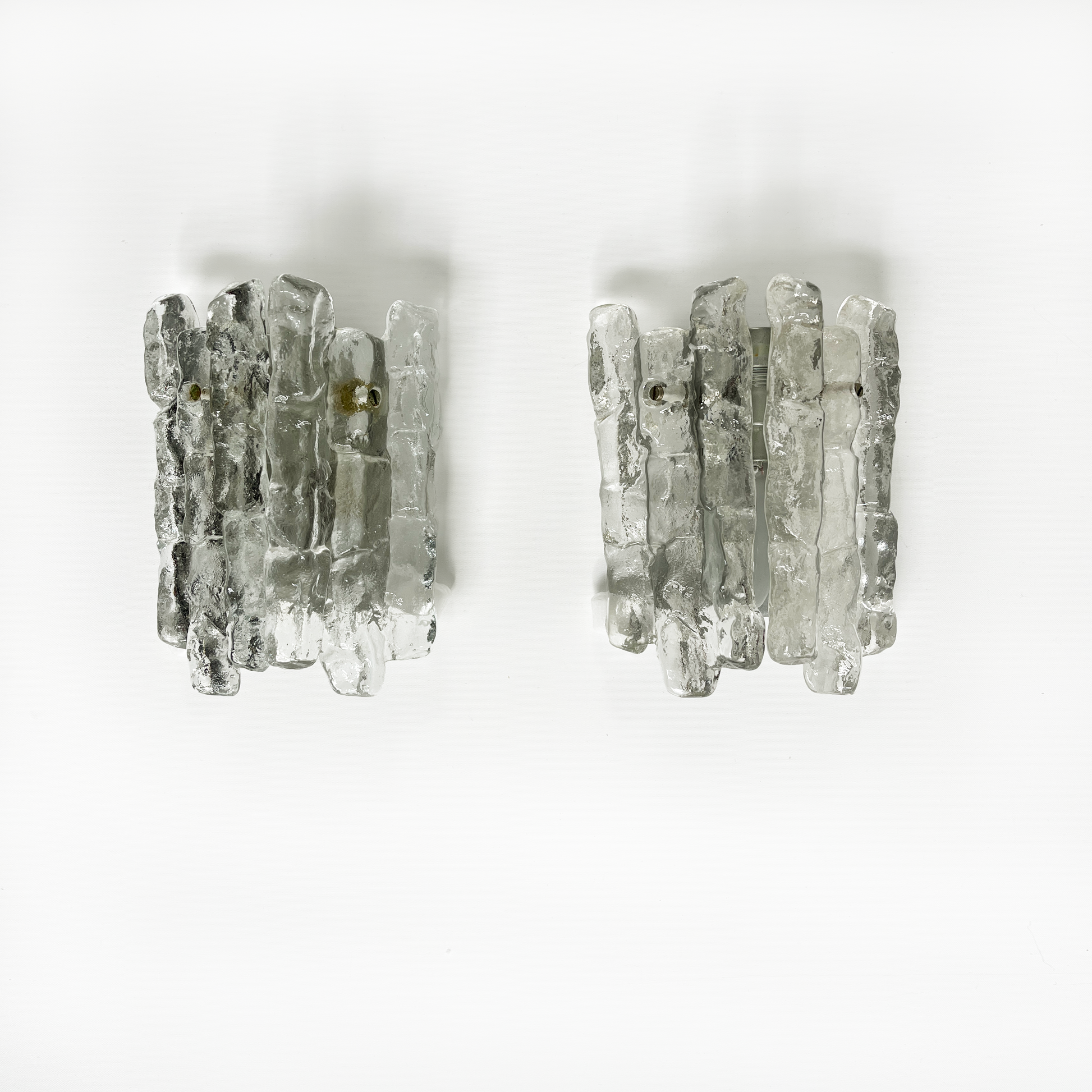 Pair of Vintage Sierra Ice-Glass Wall Lamps by J. T. Kalmar - 2 Panel