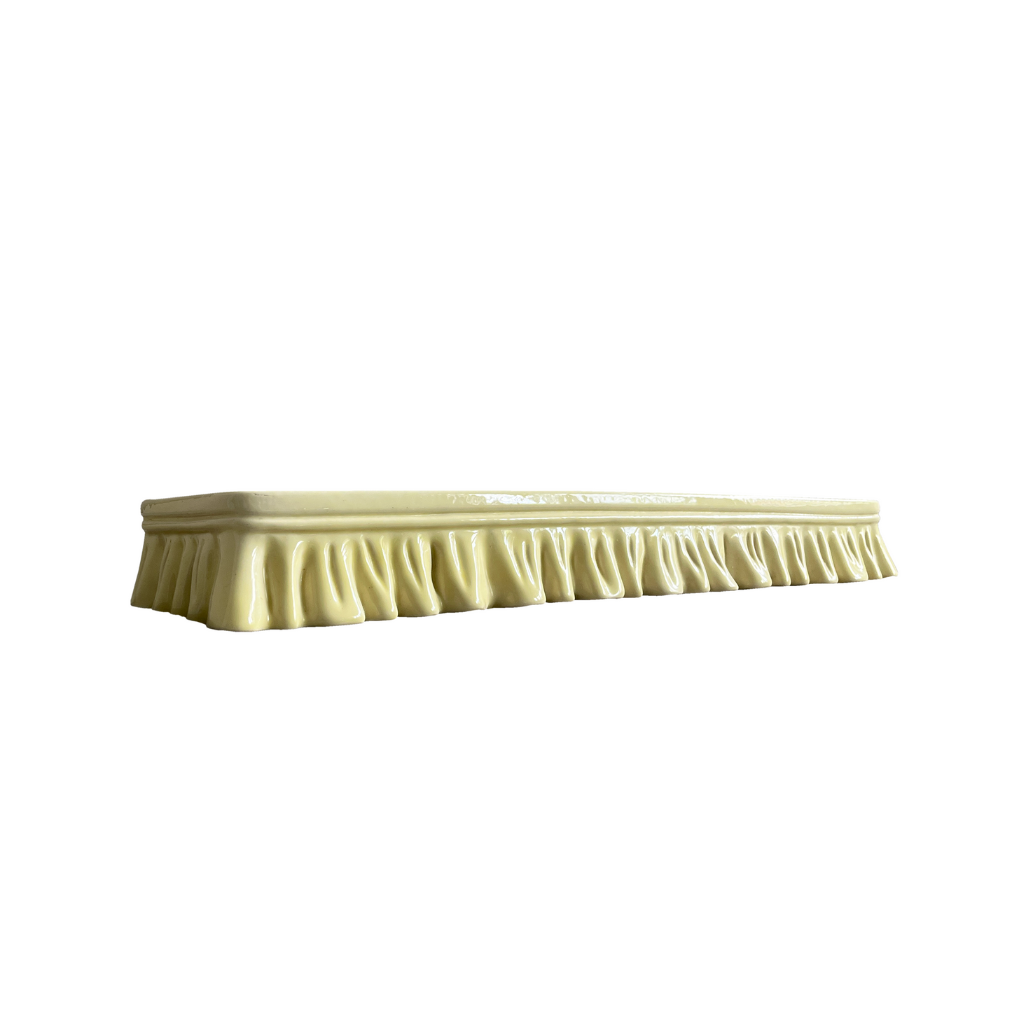 La Farnesiana butter yellow pleated ceramic wall shelf, 1950s Italian