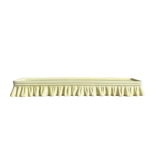 La Farnesiana butter yellow pleated ceramic wall shelf, 1950s Italian
