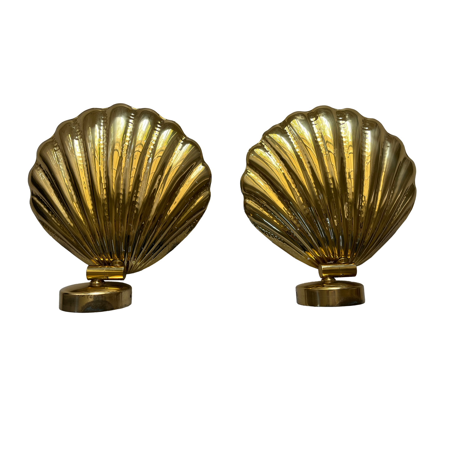 Pair of Large Vintage Brass Shell Wall Lights